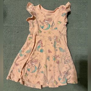 Disney Princess Mermaid Dress Girls Size 4T Coral Blue Casual Kids Dress